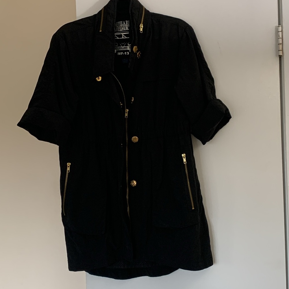 Millard Fillmore Black Spring Fall jkt ,3/4 sleeves,snaps zipper,hidden-hood❤️❤️ - Picture 14 of 14